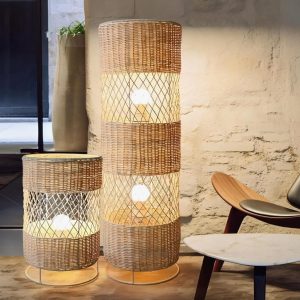 Contemporary Japanese Rattan LED Floor Lamp - Zen Style Lighting for Home